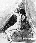 Francisco de goya y Lucientes Nude Woman Holding a Mirror oil painting